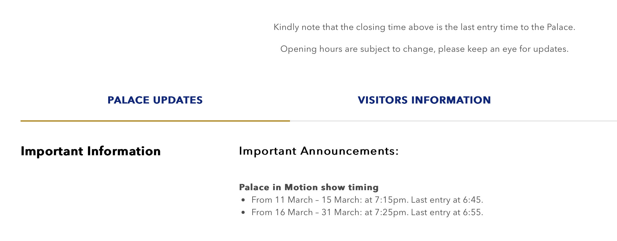 An example of where to find the opening times on their website.