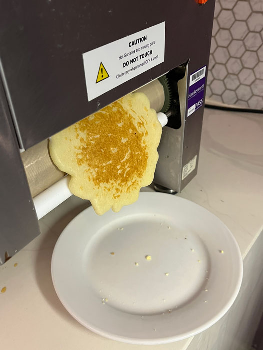 Breakfast buffet at Aspire Lounge Manchester Airport Terminal 2 with the mandatory pancake maker