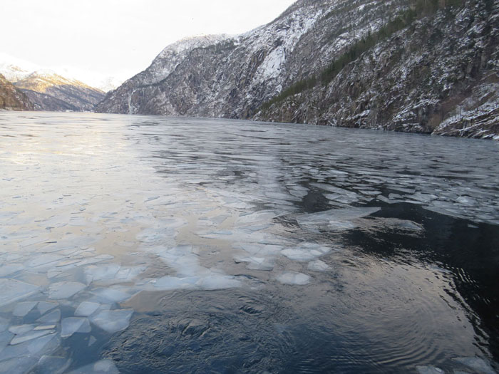 View of the Fjord from the boat from Bergen