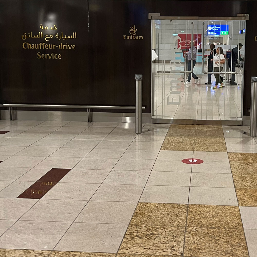 The Emirates Business Class chaffeur service from hotel to Dubai Airport.