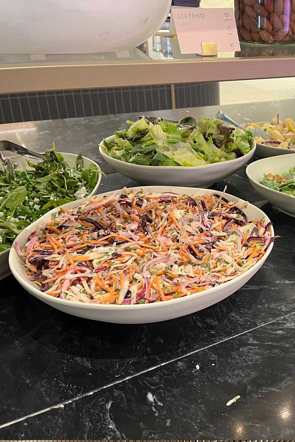 Salads and hot food are also offered