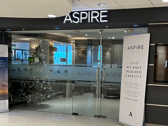 Entrance to the Aspire lounge is included