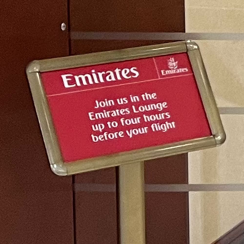 A sign on the door welcoming visitors and reminding you of your allowance