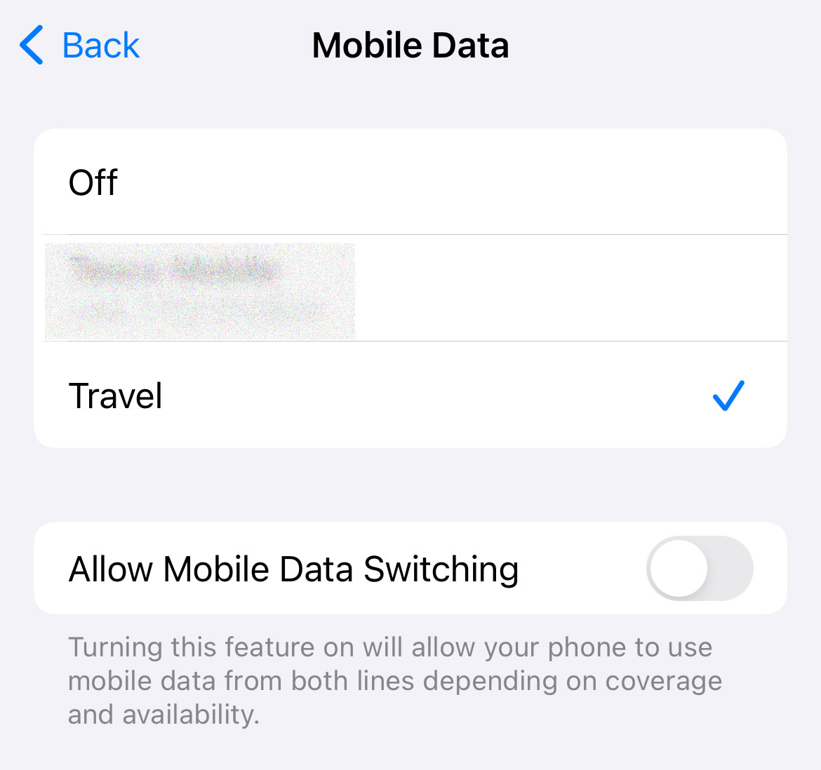 iPhone settings to choose the eSIM